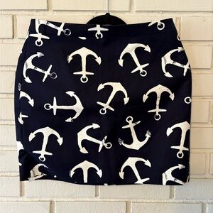 J. Crew Anchor Print Mini Skirt - Navy and White - Size 4